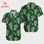 Green Bay Packers Mystery Skull And Flower Hawaiian Shirt