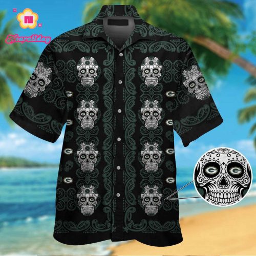Green Bay Packers Skull Hawaiian Shirt Gift for Men Women #2