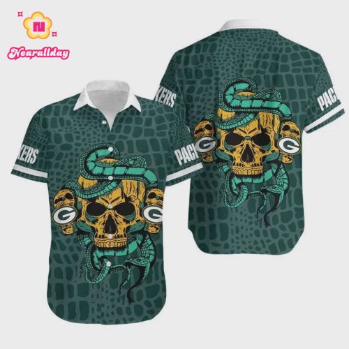 Green Bay Packers Snake And Skull Hawaiian Shirt