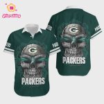 Green Bay Packers Stripes And Skull Hawaiian Shirt