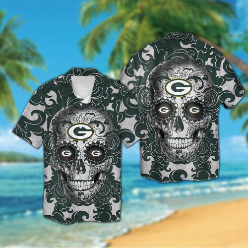 Green Bay Packers Sugar Skull Hawaiian Shirt