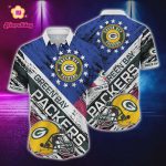 Green Bay Packers US Flag Pattern Hawaiian Shirt Green Bay Packers US Flag Pattern Hawaiian Shirt