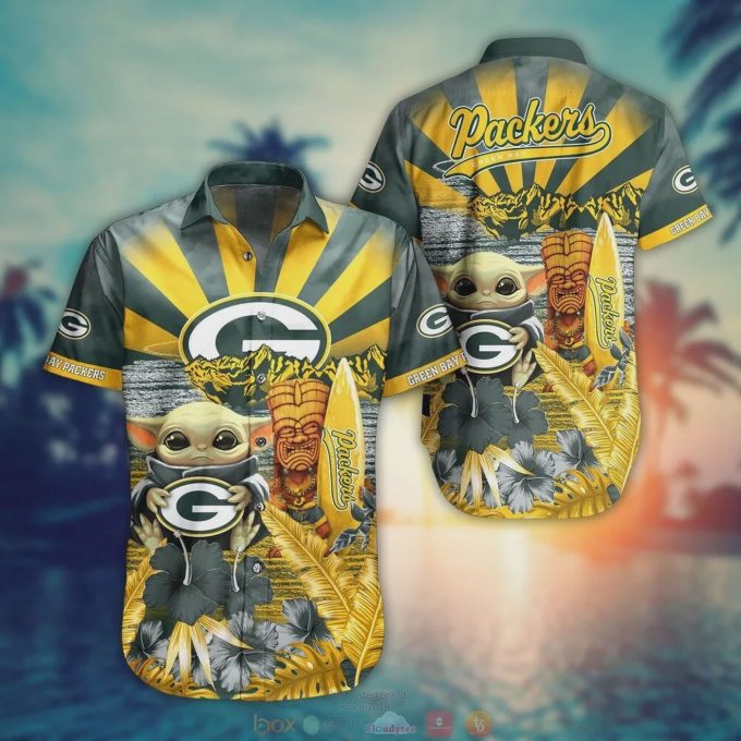 Green Bay Packers Yoda Aloha Pattern Hawaiian Shirt