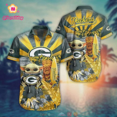 Green Bay Packers Yoda Aloha Pattern Hawaiian Shirt