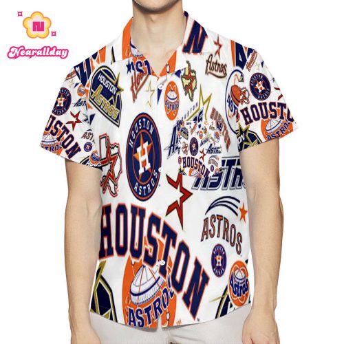 Official Houston Astros Emblem 3D All Over Print Hawaiian Shirt - Perfect Summer Gift for Men and Women with Pocket