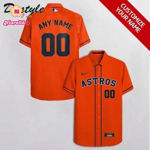 Custom Houston Astros Orange Hawaiian Shirt with Personalized Name and Number
