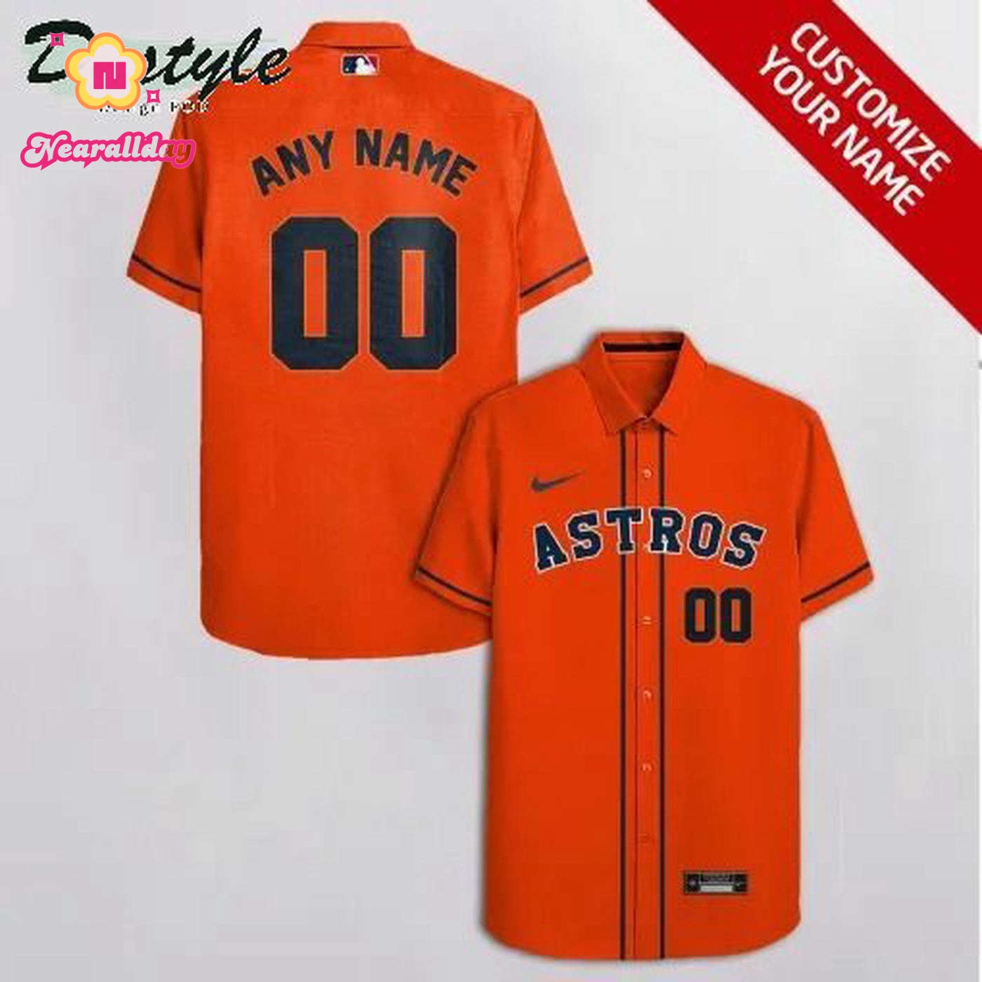 Custom Houston Astros Orange Hawaiian Shirt with Personalized Name and Number Custom Houston Astros Orange Hawaiian Shirt with Personalized Name and Number