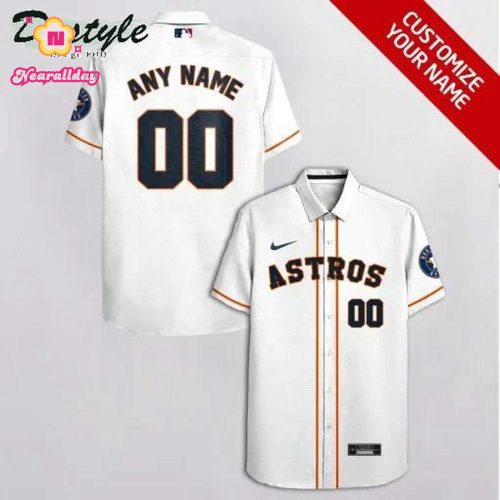 Custom Houston Astros Hawaiian Shirt with Name and Number – White