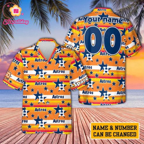 Custom Houston Astros Rainbow Hawaiian Shirt – Personalized MLB Fan Apparel