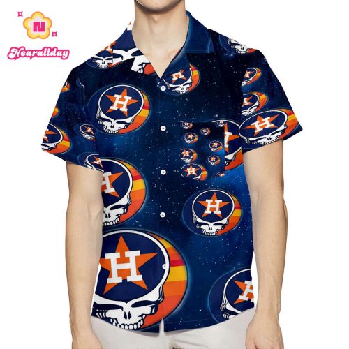 Unique Houston Astros Skull Star 3D All Over Print Hawaiian Shirt with Pocket - Perfect Summer Gift for Men and Women