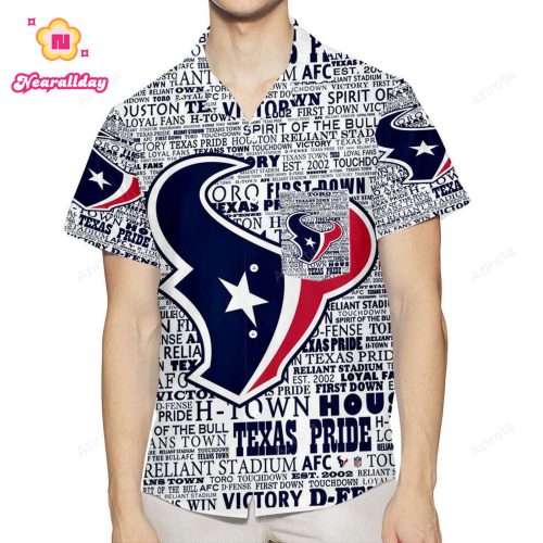 Houston Texans Text1 3D All Over Print Summer Beach Hawaiian Shirt With Pocket