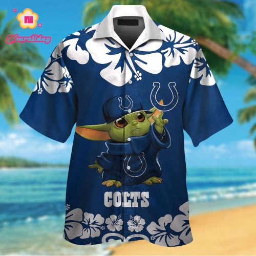 Indianapolis Colts & Baby Yoda Hawaiian Shirt Gift for Men Women #2