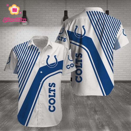Indianapolis Colts Football Lines Pattern Hawaiian Shirt