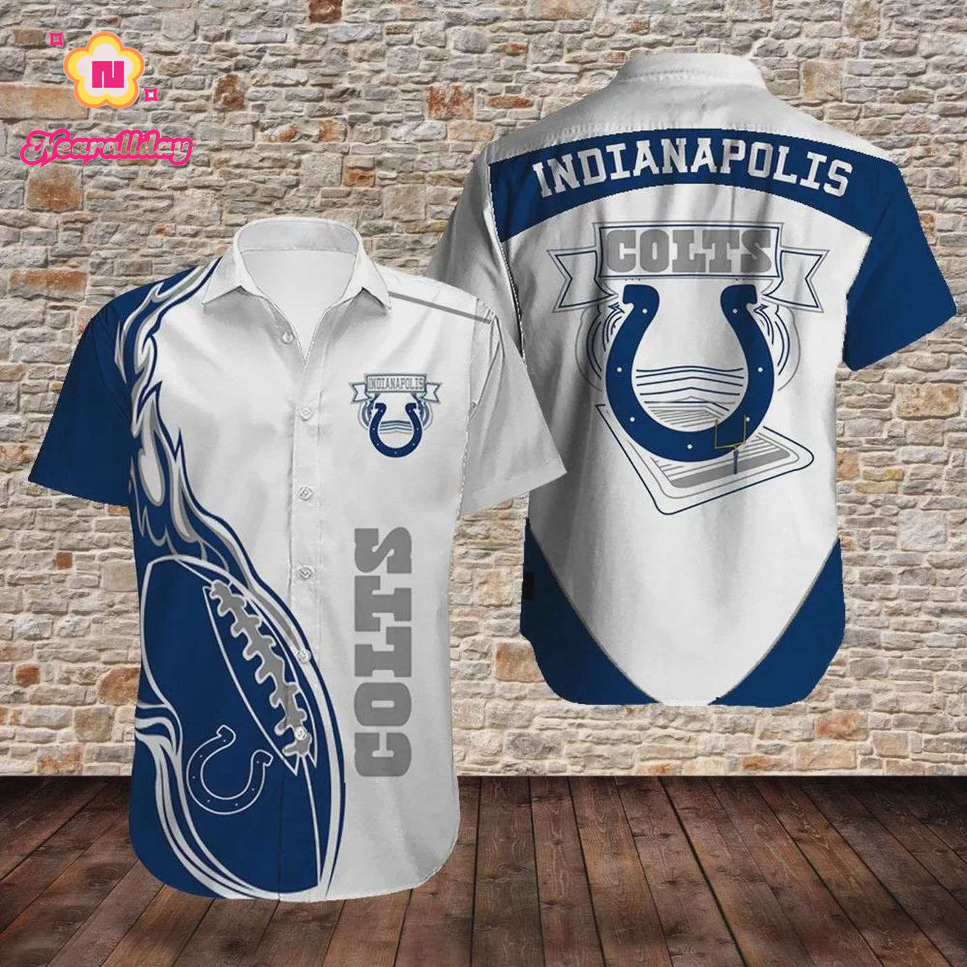 Indianapolis Colts Football Pattern Hawaiian Shirt Indianapolis Colts Football Pattern Hawaiian Shirt