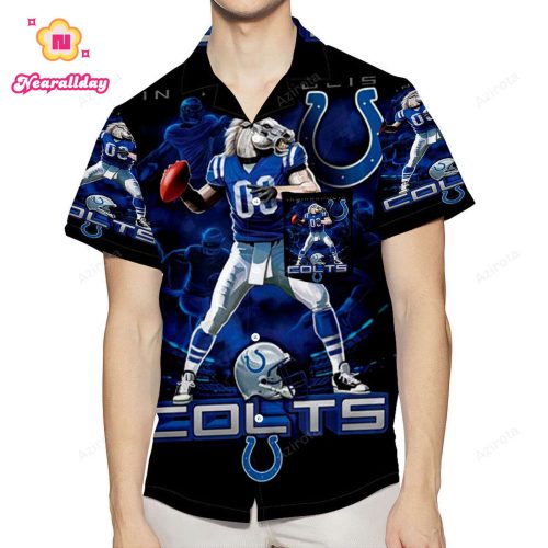 Indianapolis Colts Mascot1 3D All Over Print Summer Beach Hawaiian Shirt With Pocket
