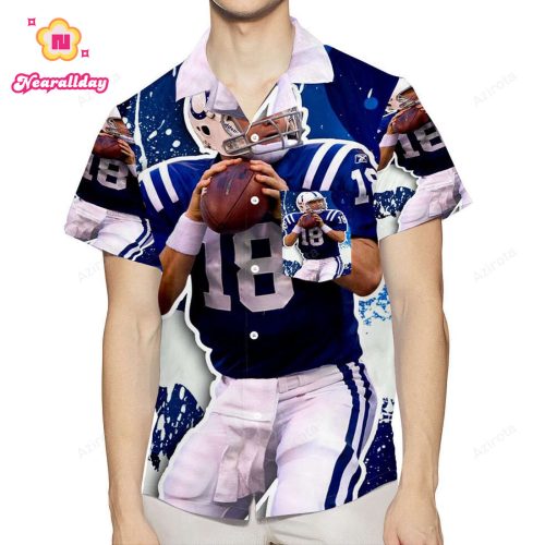Indianapolis Colts Peyton Manning3 3D All Over Print Summer Beach Hawaiian Shirt With Pocket