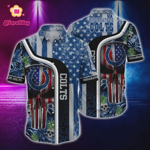 Indianapolis Colts US Flag Skull Hawaiian Shirt