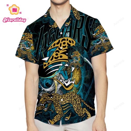 Jacksonville Jaguars Emblem v3 3D All Over Print Summer Beach Hawaiian Shirt With Pocket