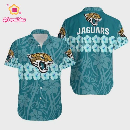 Jacksonville Jaguars Flower And Logo Hawaiian Shirt