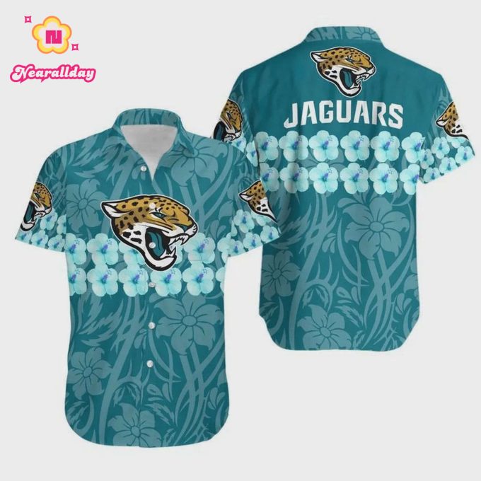 Jacksonville Jaguars Flower And Logo Hawaiian Shirt