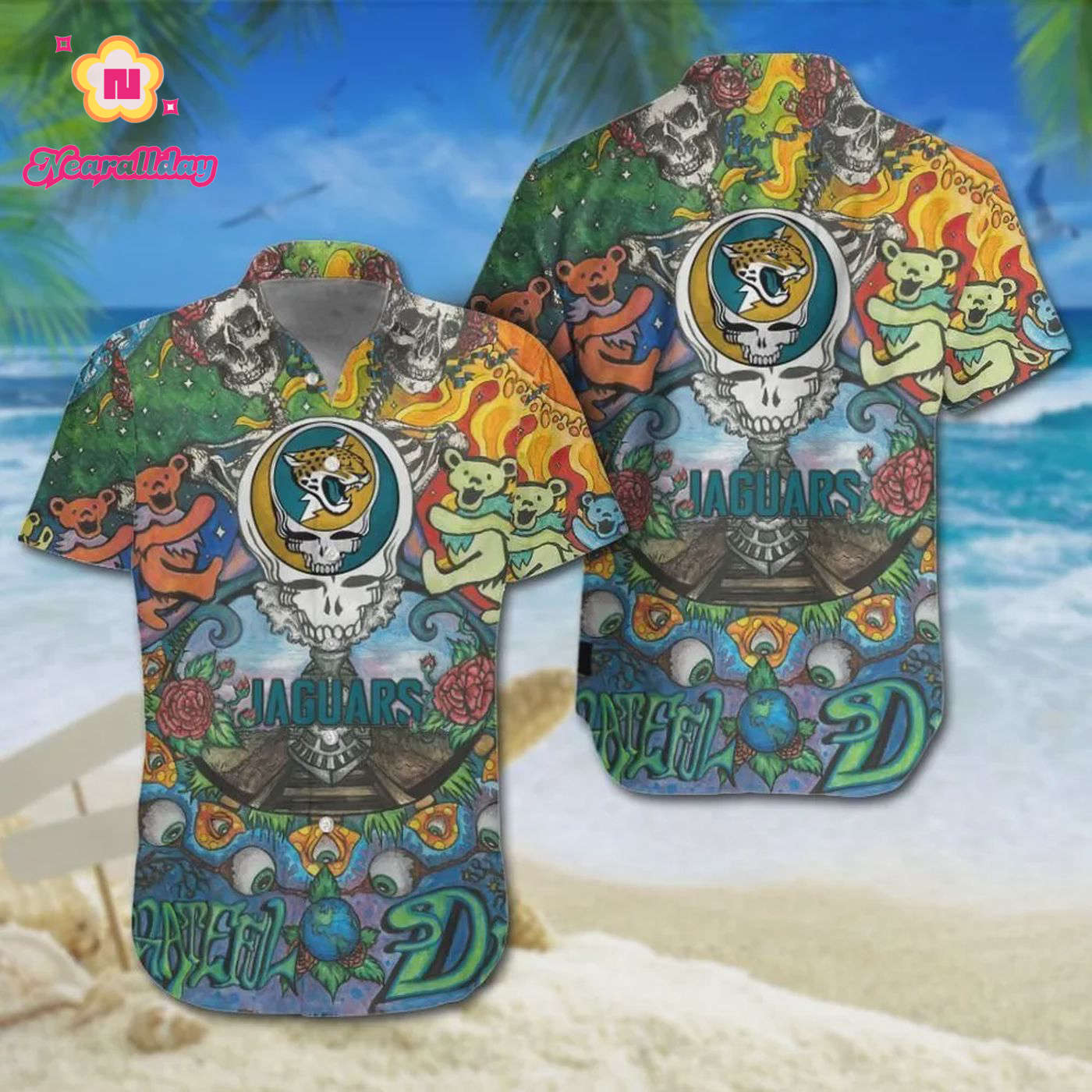 Jacksonville Jaguars Grateful Dead Hawaiian Shirt Jacksonville Jaguars Grateful Dead Hawaiian Shirt
