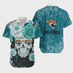 Jacksonville Jaguars Skull Flower Hawaiian Shirt Jacksonville Jaguars Skull Flower Hawaiian Shirt