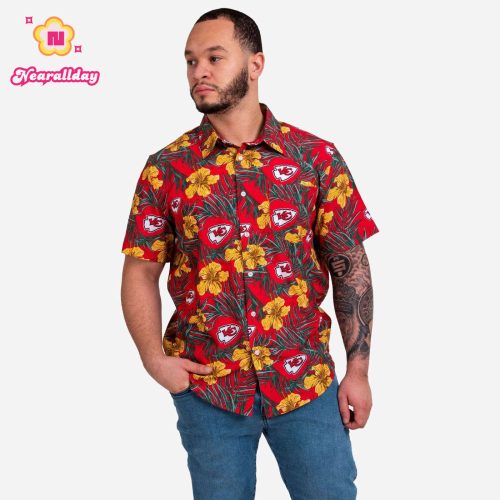 Kansas City Chiefs Hibiscus Button Up Shirt