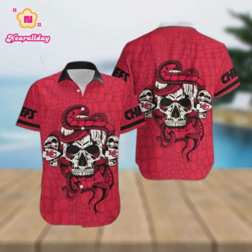 Kansas City Chiefs Snake And Skull Octopus Hawaiian Shirt