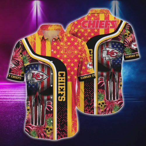 Kansas City Chiefs US Flag Skull Hawaiian Shirt