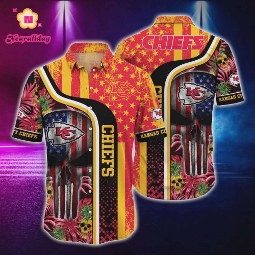 Kansas City Chiefs US Flag Skull Hawaiian Shirt