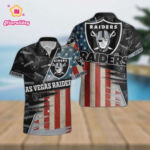 Las Vegas Raiders American Flag Logo Hawaiian Shirt