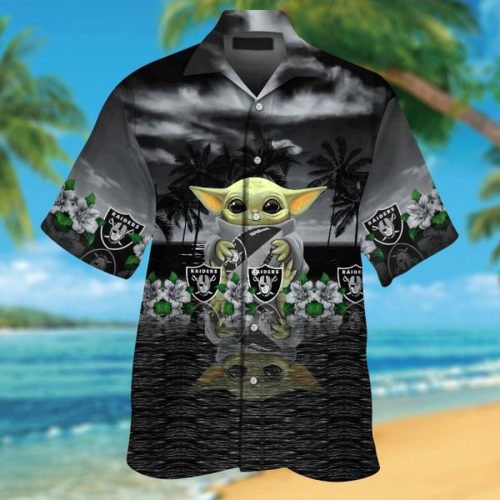 Las Vegas Raiders & Baby Yoda Hawaiian Shirt Gift for Men Women #2