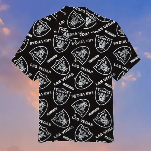 Las Vegas Raiders Black Full Logo 3d Hawaiian Shirt