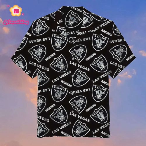 Las Vegas Raiders Black Full Logo 3d Hawaiian Shirt
