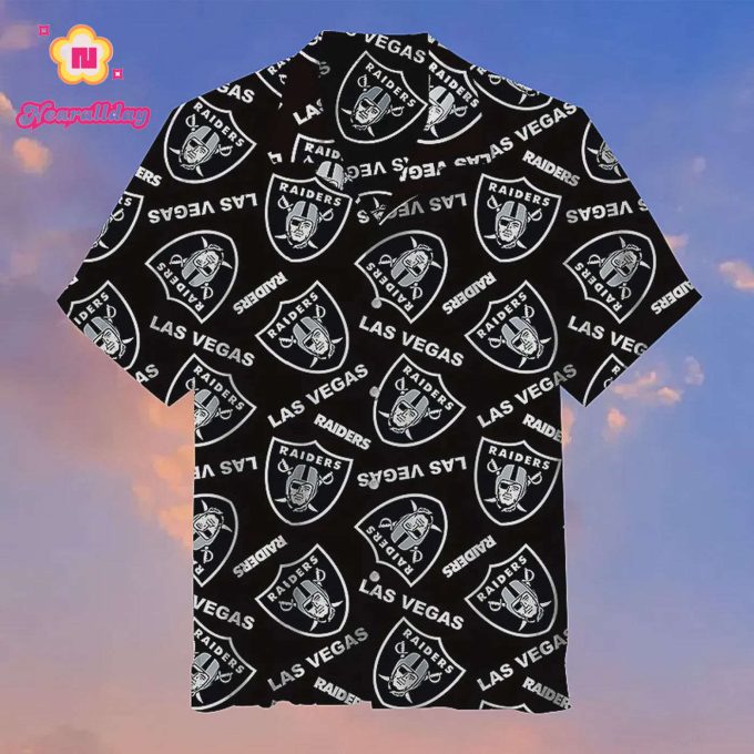 Las Vegas Raiders Black Full Logo 3d Hawaiian Shirt