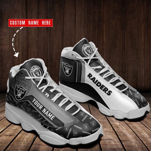 Las Vegas Raiders Custom Name Air Jordan 13 Sneakers BG102