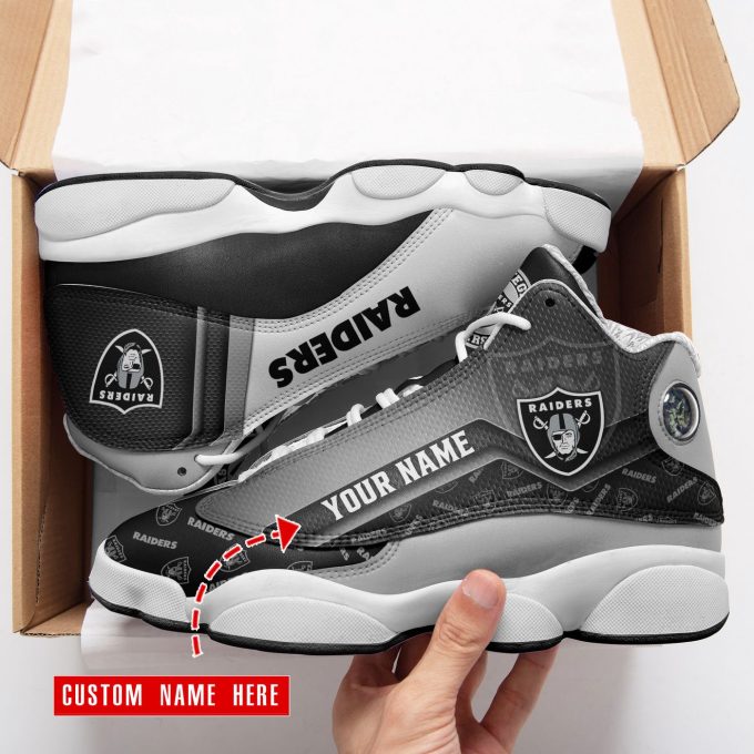 Las Vegas Raiders Custom Name Air Jordan 13 Sneakers BG102