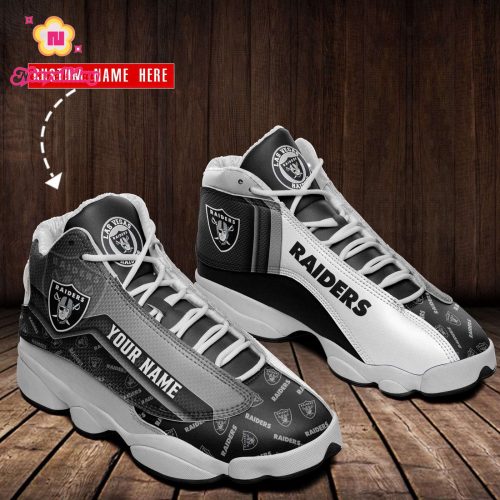 Las Vegas Raiders Custom Name Air Jordan 13 Sneakers BG102