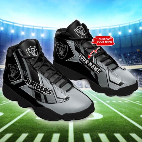 Las Vegas Raiders Custom Name Air Jordan 13 Sneakers BG175
