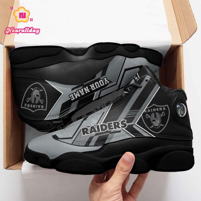 Las Vegas Raiders Custom Name Air Jordan 13 Sneakers BG175