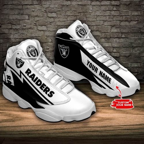 Las Vegas Raiders Custom Name Air Jordan 13 Sneakers BG187