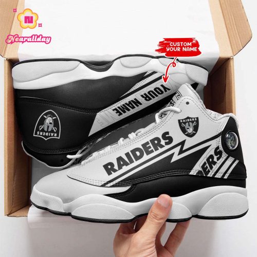 Las Vegas Raiders Custom Name Air Jordan 13 Sneakers BG187
