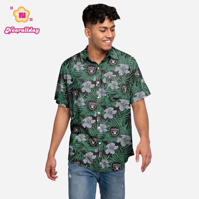 Las Vegas Raiders Hibiscus Button Up Shirt