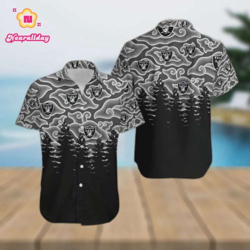 Las Vegas Raiders Ninja Cloud Black Forest Hawaiian Shirt
