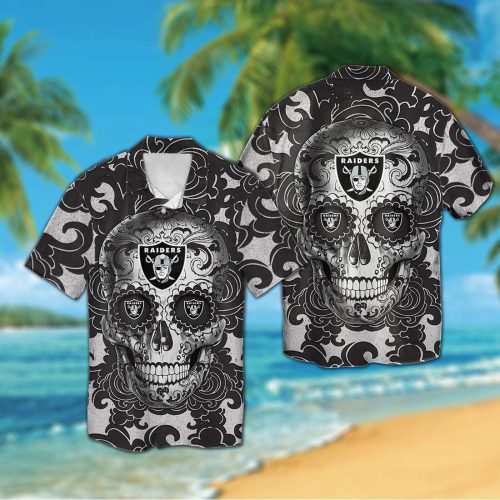 Las Vegas Raiders Sugar Skull Hawaiian Shirt
