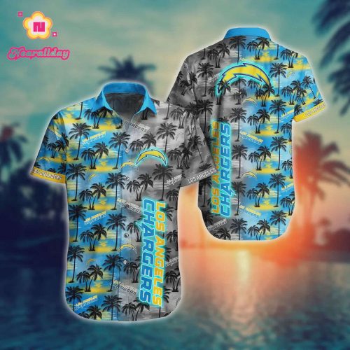 Los Angeles Chargers Aloha Flowers Hawaiian Shirt V2