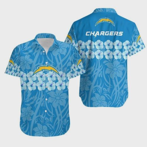 Los Angeles Chargers Flower And Logo Hawaiian Shirt