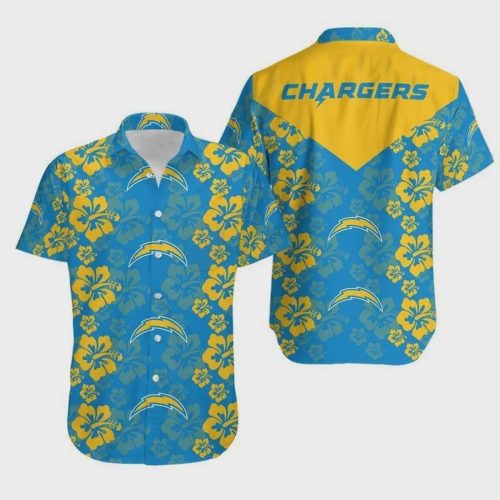 Los Angeles Chargers Flower And Logo Hawaiian Shirt V2