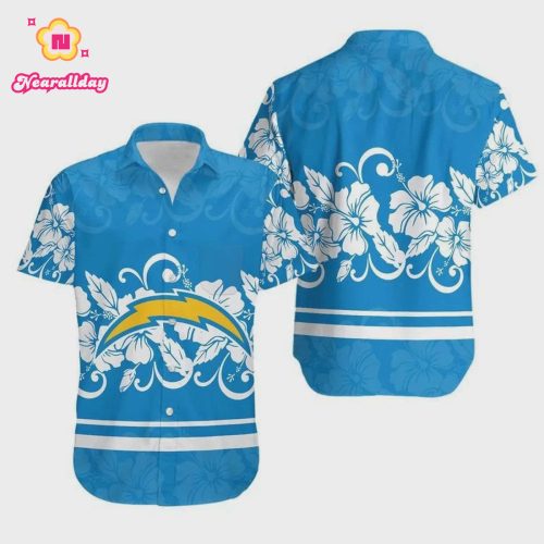 Los Angeles Chargers Hibiscus Flowers Hawaiian Shirt