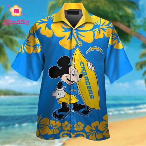 Los Angeles Chargers & Mickey Mouse Hawaiian Shirt